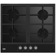 Варочная поверхность Beko газ на стекле, 60см, чугун, черный