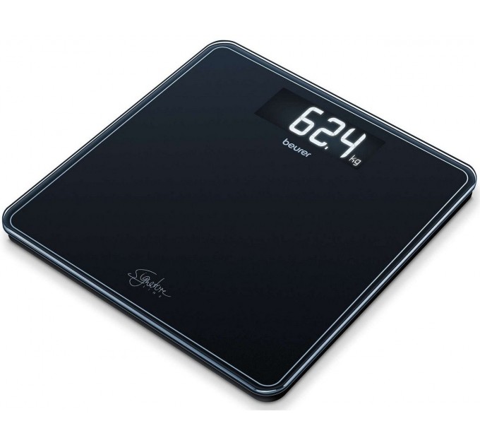 Ваги Beurer підлогові, 200кг, великий дисплей, AAAx3 в комплекті, загартоване скло, чорний