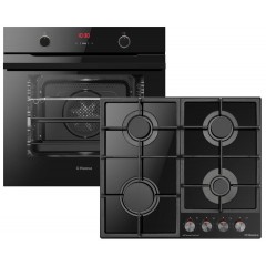 Комплект Hansa (духовка электрическая + поверхность газ на стекле), черный