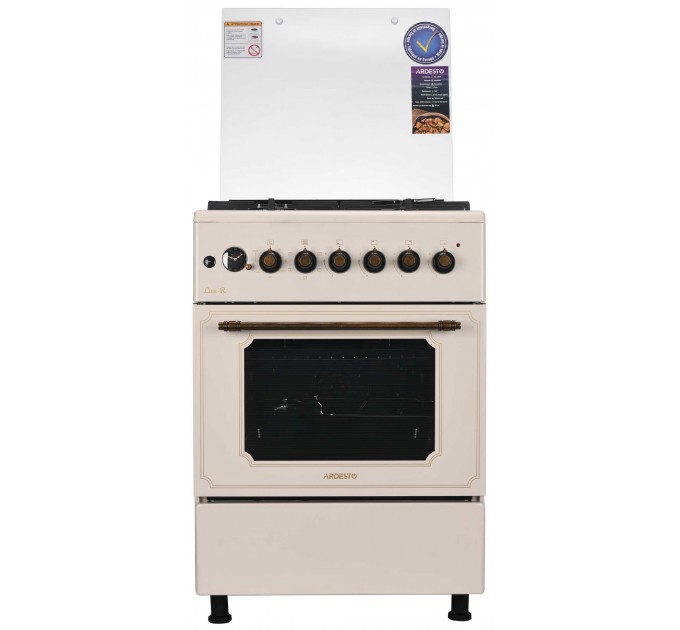 Плита ARDESTO комби Line-R, 53л, 60x60см, конвекция, чугун, подсветка, форсунки LPG (подключение газового баллона), бежевый