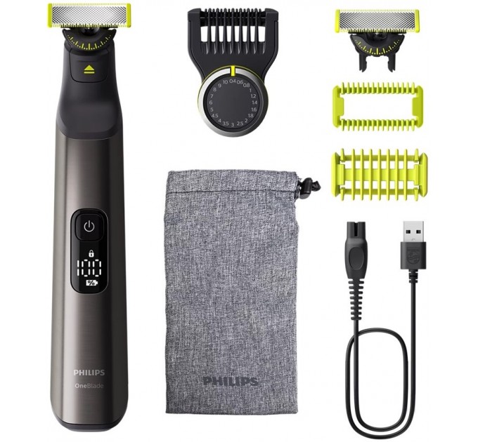Бритва електр. Philips OneBlade Pro 360, Li-Ion, сух.+влажн., индикатор заряда, мягкий чехол, сталь, черный