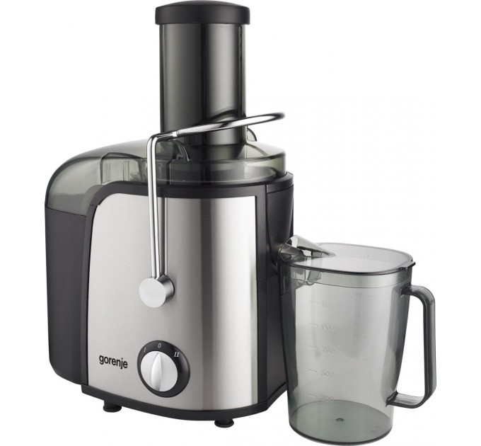 Соковыжималка Gorenje центробежная 800Вт, чаша-1.1л, жмых-1.5л, желоб на целое яблоко, пластик/металл, черный
