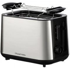 Тостер Russell Hobbs Heaton, нержавейка, подогрев,разморозка, черный+нерж