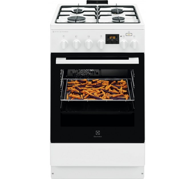 Плита Electrolux комбінована, 58л, 50x60см, дисплей, конвекція, пара, білий