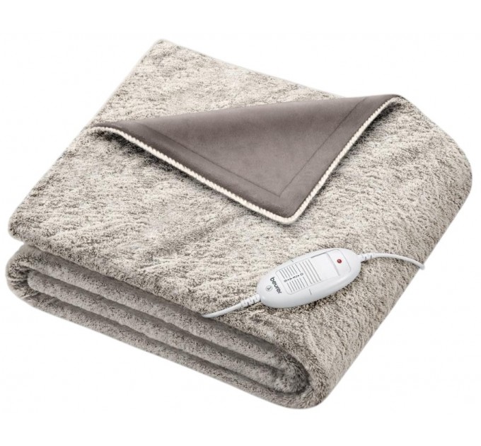 Електрогрілка Beurer традиційна форма, 180х130см, 100Вт, 6 режими, фліс, сірий