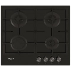 Варильна поверхня Whirlpool газова на склі, 60см, чавун, турбо-конфорка, чорний