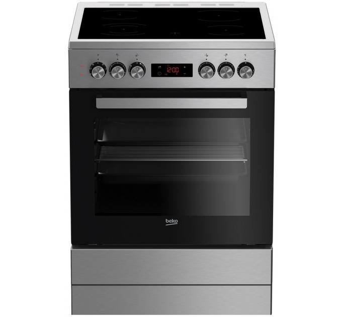 Плита Beko электрическая стеклокерамическая, 66л, 60x60см, дисплей, конвекция, нерж