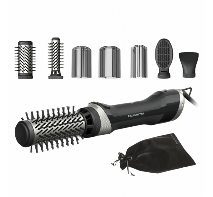 Фен-щетка Rowenta Renewal Brush Active, 1000Вт, режимов-3, иониз-я, хол. обдув, вращ. насадка, керамика, черный