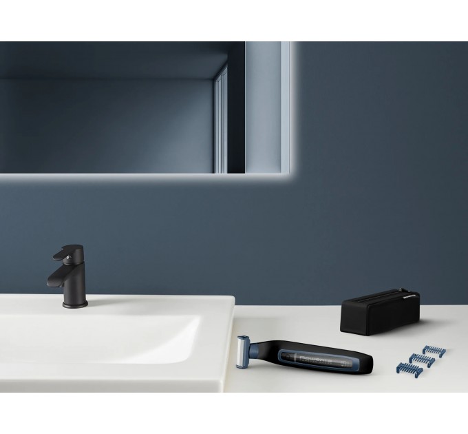 Тример Rowenta Forever Sharp Sport Collection, для бороди і вусів, мережа+акум., роторний мотор, насадок-3, сталь, чорно-синій