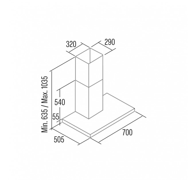 Вытяжка Cata T-образная, 70см, 1065м.куб/ч, Legend 700 x, нерж
