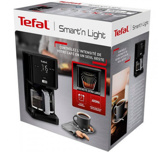 Кофеварка Tefal капельная Smart&light 1.25л, молотый, LED-дисплей, черный