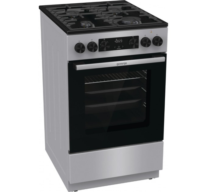 Плита Gorenje комбінована, 70л, 50x60см, дисплей, чавун, нерж