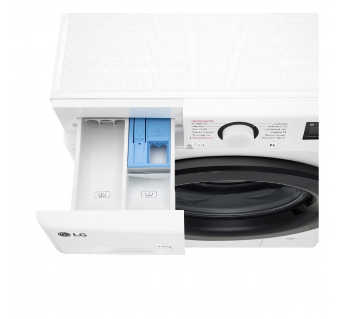Стиральная машина LG фронтальная, 11кг, 1400, A, 57см, дисплей, пар, инвертор, белый