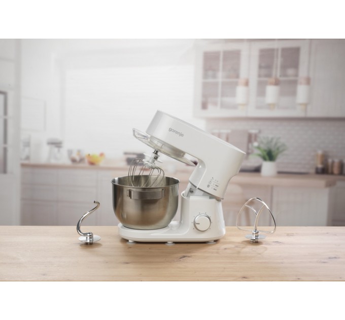 Кухонная машина Gorenje 800Вт, чаша-металл, корпус-металл, насадок-3, белый