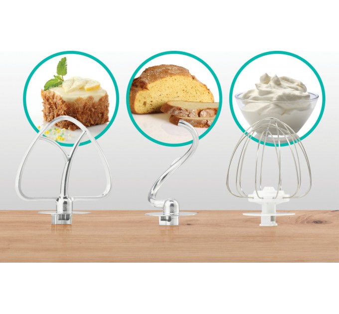 Кухонная машина Gorenje 800Вт, чаша-металл, корпус-металл, насадок-3, белый