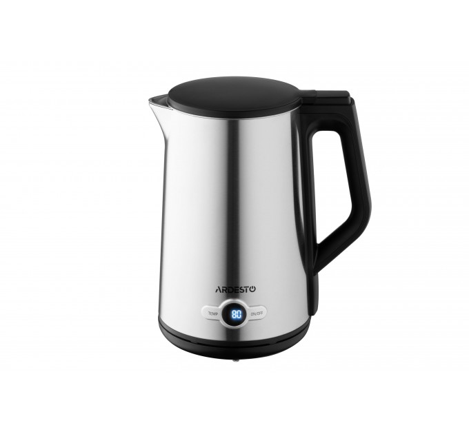 Электрочайник ARDESTO Steel Collection 1.7л, Strix, LED дисплей, двойные стенки, серебристый