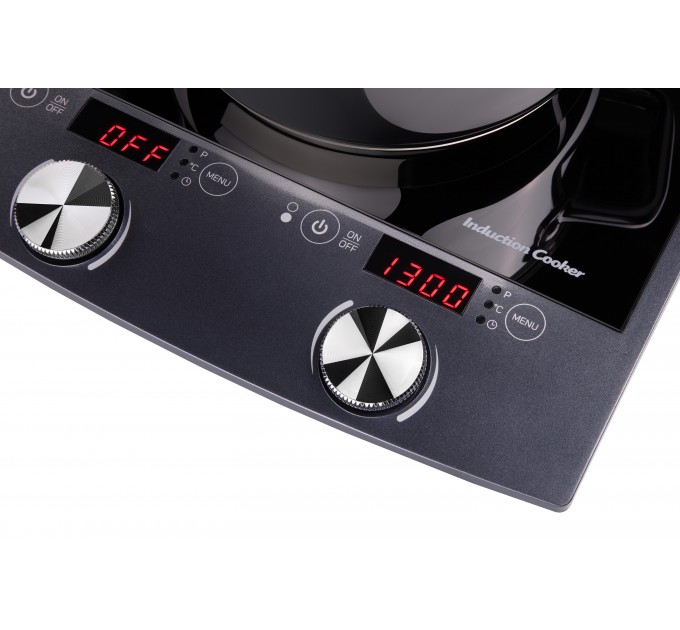 Плитка настольная ARDESTO индукционная, конф. - 2 на 1.3кВт и 1.6кВт вертик., управл. - сенсорное, таймер, черный