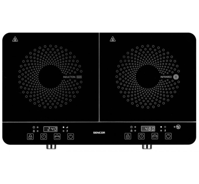 Плитка настольная Sencor индукионная, комф. - 2 на 1.6кВт и 1.8кВт, управл. - сенсорноено - мех., черный