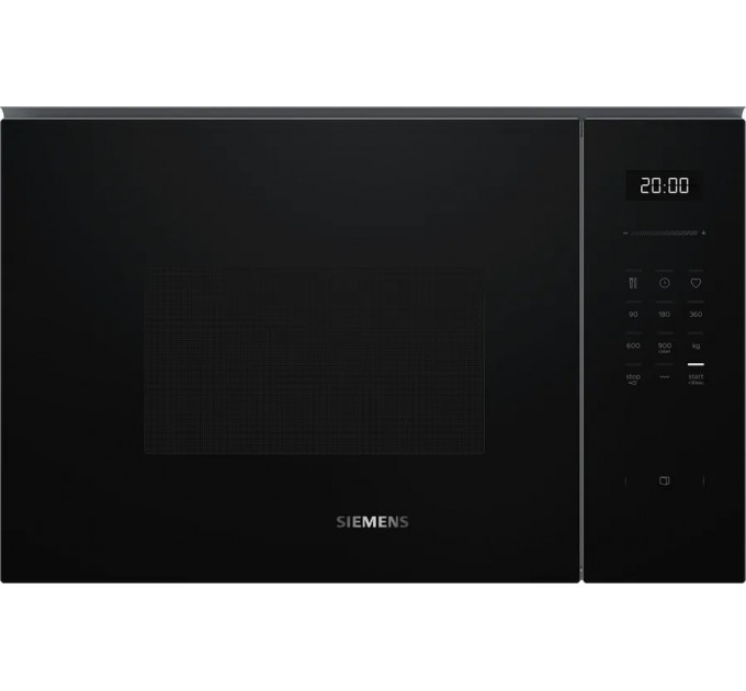 Мікрохвильова піч Siemens вбудована, 25л, електр. керув., 900Вт, гриль, дисплей, чорний