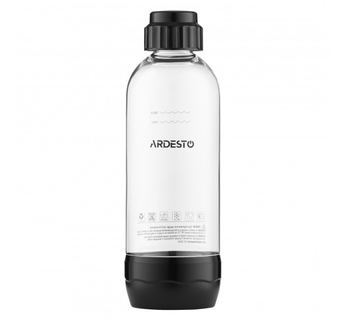 Сифон для газування води ARDESTO, підключення балону- різьба, пляшка 1л, важіль, чорний