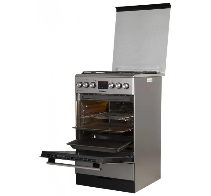 Плита Hansa комбінована, 62л, 50x60см, дисплей, конвекція, чавун, нерж