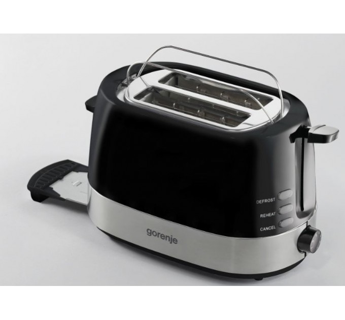 Тостер Gorenje, 850Вт, пластик/ металл , функц. разморозки, автоотключение, черный