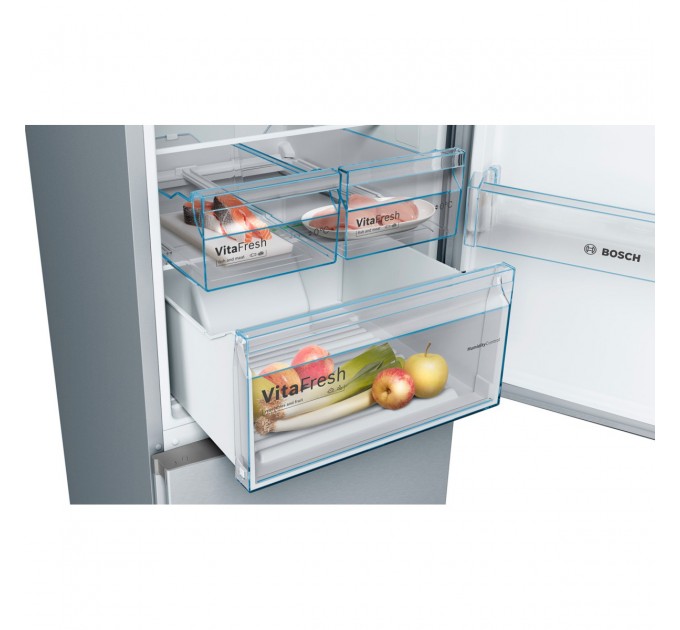 Холодильник Bosch с нижн. мороз., 203x60x67, xолод.отд.-279л, мороз.отд.-87л, 2дв., А++, NF, инв., нерж