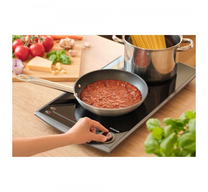 Плитка настільна Sencor індукційна, комф. - 2, 1.3+1.8кВт, управл - сенсор-мех., чорний