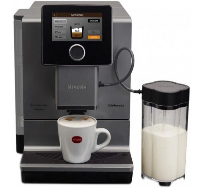 Кавомашина Nivona CafeRomatica 2.2л, зерно + мелена, автомат.капучинатор, авторецептів - 9, чорно - срібний