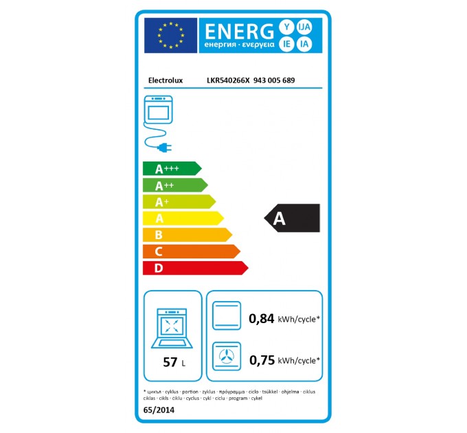 Плита Electrolux електрична склокерамічна, 57л, 50x60см, дисплей, конвекція, нерж