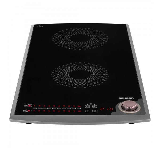 Плитка настільна Sencor індукційна, комф. - 2, 1.3+1.8кВт, управл - сенсор-мех., чорний