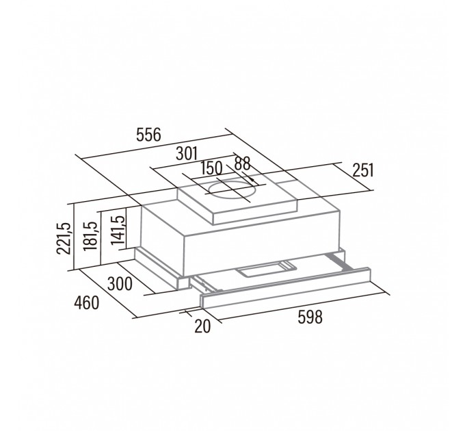 Витяжка Cata телескопічна, 60см, 1000м.куб/год, TFH 6630 bk, чорний