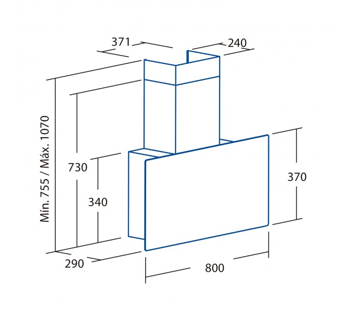 Витяжка похила Cata&Can Roca, 80см, 1400м.куб/год, Greco 80 bk, чорний