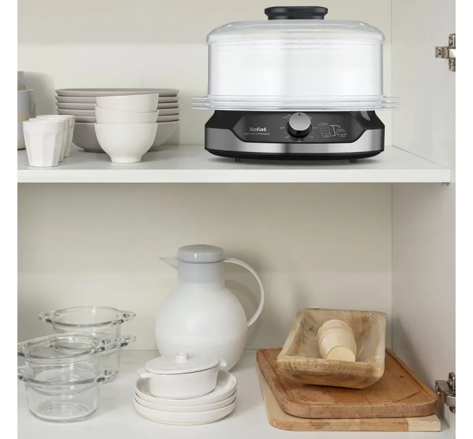 Пароварка Tefal Convenient, 800Вт, чаша-9л, резервуар для воды -1л, механическое управл., пластик, черный