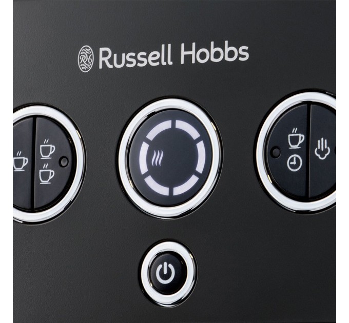 Кофеварка Russell Hobbs рожковая Distinctions 1.1л, молотый + чалды, черно-серебристый
