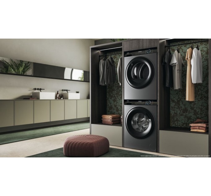 Сушильная машина Haier тепловой насос, 9кг, A+++, 59,5см, дисплей, пар, серебристый