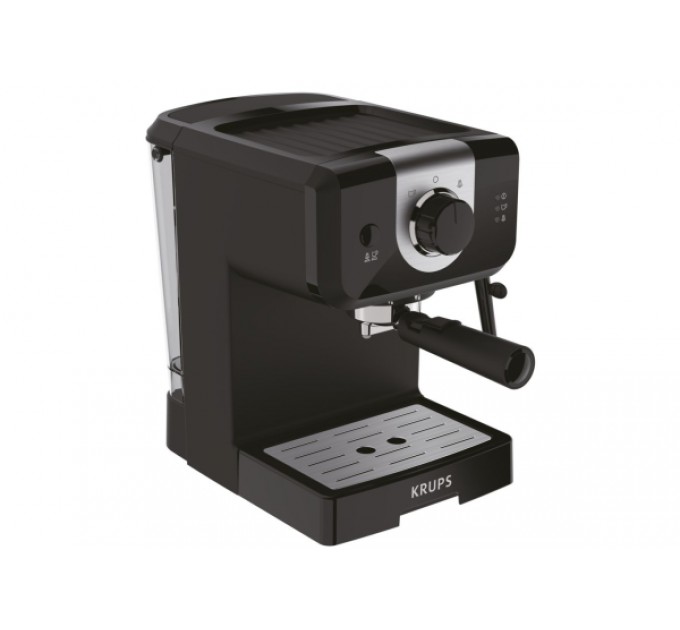 Кавоварка Krups ріжкова Opio 1.5л, мелена, ручний капучинатор, підігрів чашок, чорний