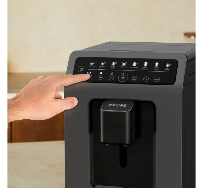 Кофемашина Krups Evidence Classic, 2.3л, зерно, автомат.капуч, дисплей, авторецептов -8, сенсорное управл., черный