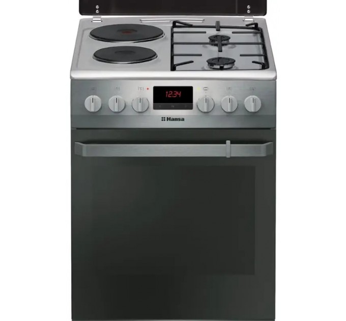 Плита Hansa с комби. вар. пов., 50х60см, 62л, эмаль, газ контр., дисплей, нержавеющая сталь