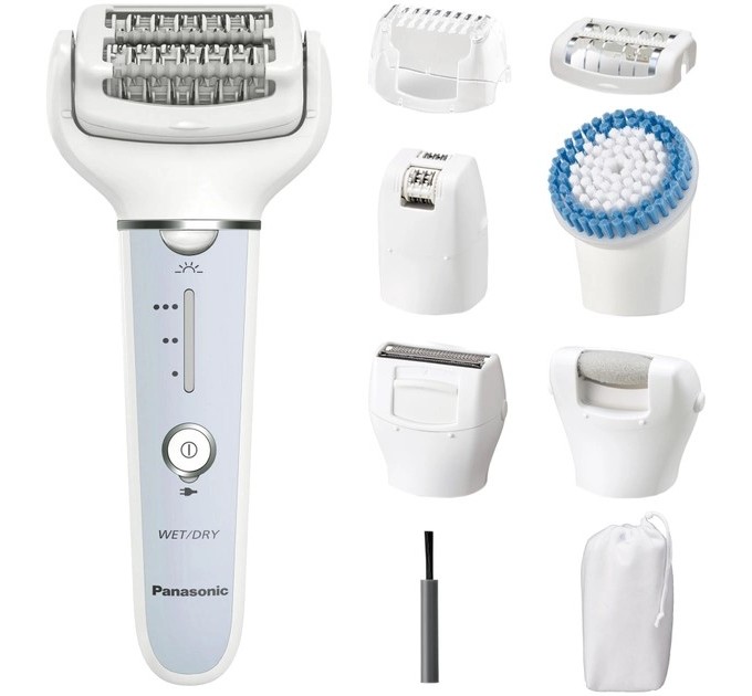 Эпилятор Panasonic пинцетный, аккумуляторный, пинцет.-60, влаж.+сух., чехол, насадок-7, голубой-белый