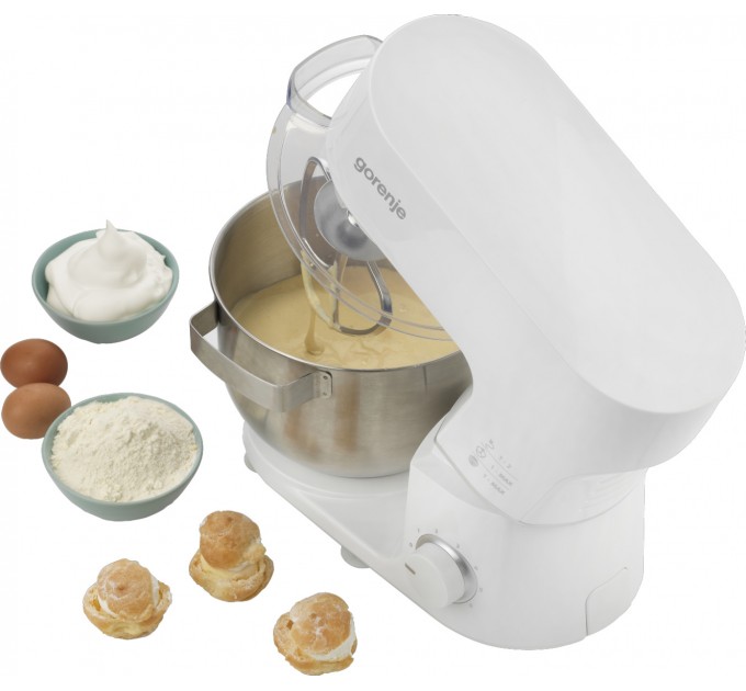Кухонная машина Gorenje 800Вт, чаша-металл, корпус-металл, насадок-3, белый