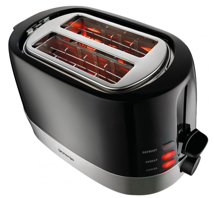 Тостер Gorenje, 850Вт, пластик/ металл , функц. разморозки, автоотключение, черный