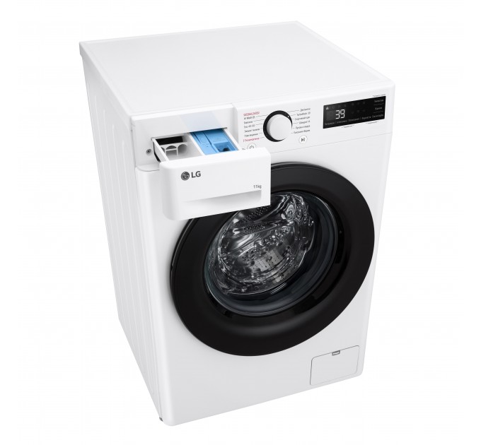 Стиральная машина LG фронтальная, 11кг, 1400, A, 57см, дисплей, пар, инвертор, белый