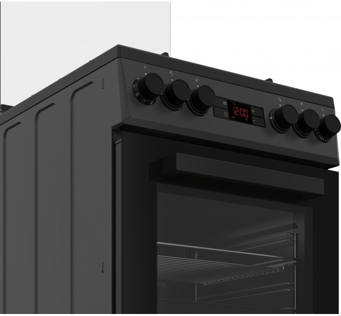 Плита Beko комби, 60л, 50x60см, дисплей, конвекция, чугун, черный