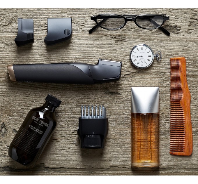 Тример Panasonic, для бороди, вусів, голови та тіла, мережа+акум., насадок-2, чохол, швидка зарядка, чорно-золотий