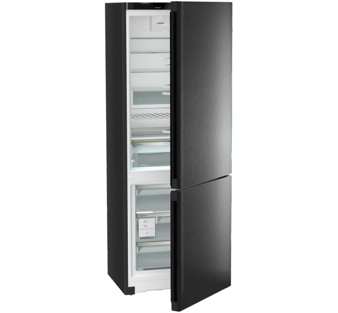 Холодильник Liebherr з нижн. мороз., 201.5x74.7х67.5, холод.відд.-346л, мороз.відд.-128л, 2дв., A++, NF, диспл внутр., чорний