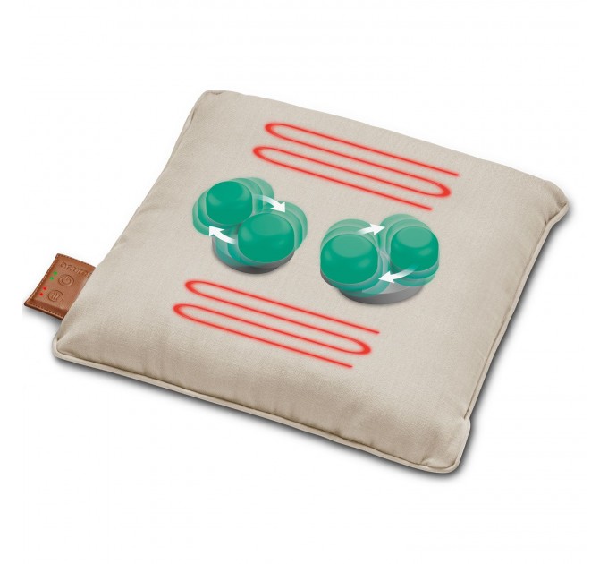 Масажная подушка Beurer для плечей, шеи, спины, ног, литий-ионный аккум., сменный чехол, вес - 1,85кг, бежевый