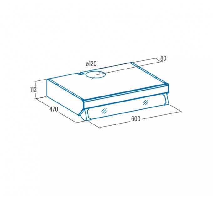 Вытяжка Cata плоская, 60см, 350м.куб/ч, F 2060 bk, черный