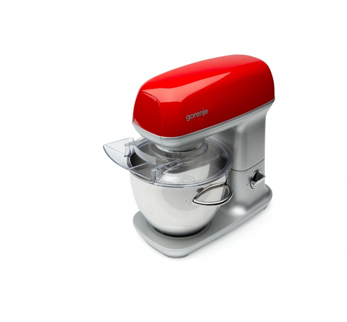 Кухонная машина Gorenje 1000Вт, чаша-металл, корпус-металл, насадок-7, серебристо-красный