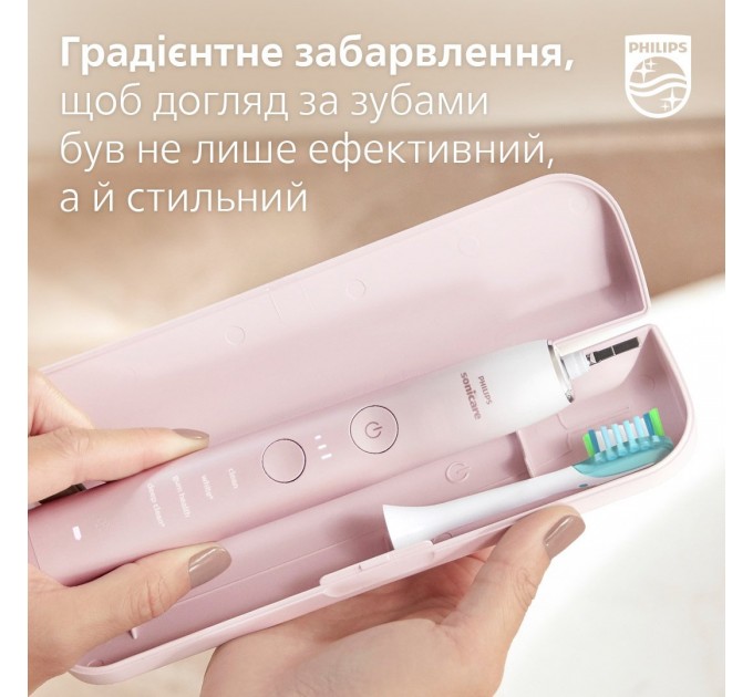 Щітка зубна електр. Philips, Sonicare DiamondClean Prestige 9900, 62т. колив/хв, насадок-1, SenseIQ, зарядний чохол, рожевий